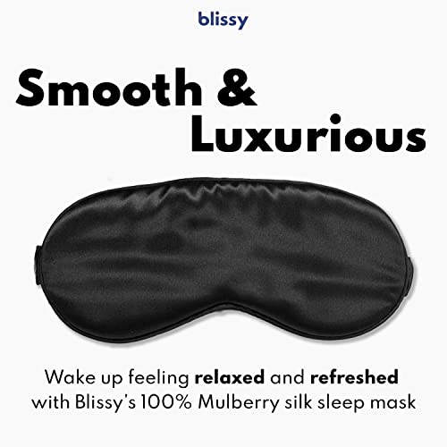 Blissy Silk Sleep Mask - Silk Eye Sleeping Mask For Women & Men For Total Blackout - Silk Eye Mask - 100% Pure Mulberry Silk, 22 Momme 6A Fibers - Blindfold Satin Sleep Mask Side Sleeper Eye Cover #TOP1