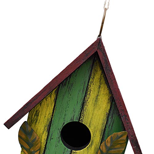 Wooden Bird Houses for Outside Hanging Garden Patio Decorative Bird Houses Outdoor Hand Painted Birdhouse for Small Bird Finch Cardinal (Yellow Green)