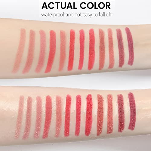 Matte Light Crayon Lipstick with Built-in Sharpener Rotary Cut Dual Purpose Waterproof Non-Drying Fade-Free Lipstick Lip Liner Set Crayon Matte Longwear Lipstick(#A) - Image 4