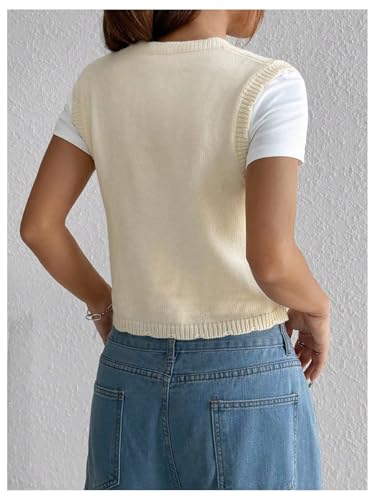 GORGLITTER Women's Flower Embroideried Vintage Sweater Vest Sleeveless Fall Country Concert Crochet Cardigan Khaki Small2