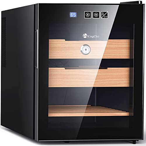 Kingchii 48L Electric Temperature Control Heating, Cooling Cabinet With Spanish Cedar Wood Shelves & Drawer Hygrometer Gifts For Men - Father Day Gifts (3 Layers 350 Capacity) #TOP15