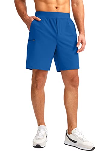 Viodia Men's 7" Golf Shorts With 5 Pockets Elastic Waist Dry Fit Stretch Lightweight Shorts For Men Hiking Casual Athletic Royal Blue #TOP1