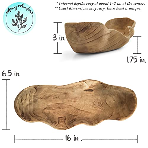 Moxy Meadows Wooden Dough Bowl - 16" Long Wooden Decorative Bowl, Great As A Centerpiece Bowl, Fruit Bowl, Bread Bowl Or Farmhouse Décor. Add Style To Your Home With Our Wooden Dough Bowls For Décor. #TOP2
