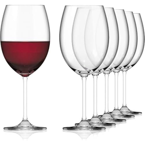SAHM Rotweingläser Groß Bauchig 6er Set | 580ml Weingläser Rotwein | Rotweingläser 6er Set Spülmaschinengeeignet | Edles Weingläser Set Rotwein