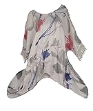  Damen Lagenlook Sommer Leinen Spitze Tunika Bluse Hemd Kleid Shirt 46 48 50 52 54 56 58 L XL XXL 3XL Beige Urlaub Strand (54)