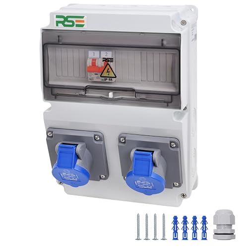 CAMPINGVERTEILER WANDVERTEILER KOMPLETT VERDRAHTET CEE 16A 230V MIT CAMPING STECKDOESE ZÄHLER IP65, 7. 2x Camping + LS