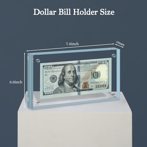 Marco para billetes acrílico transparente 7.8 x 3.9 pulgadas miniatura 3
