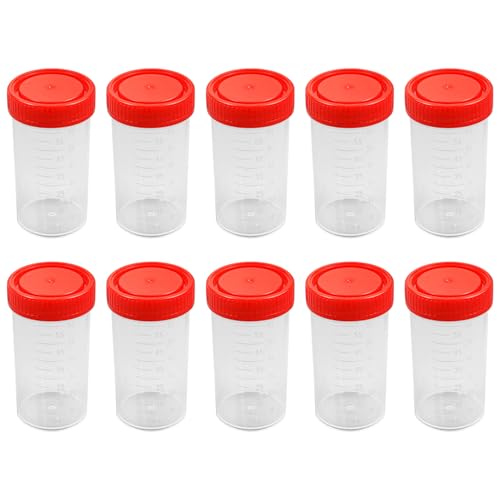 Cerioll - Gobelet Échantillon, Bécher D'urine En Plastique, 10 Pièces Récipients Pour Échantillons D'urine, D'expectoration Récipient De Collecte, Pots Urines Spécimen Tasses, Pour Expériences (60 ml)