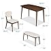 Best Choice Products 4-Piece Mid-Century Modern Wood Dining Kitchen Table & Chair Set w/ 2 Upholstered Chairs, Bench Seat - Walnut/Cream