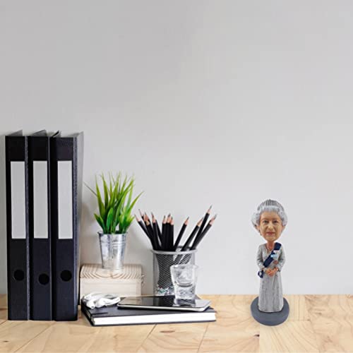 Noearr Queen Elizabeth Ii 2022 Platinum Jubilee 70Th Anniversary, Queen Elizabeth Platinum Jubilee Souvenirs, Bobblehead Figures With Royal Blue Riband, Crown And Ivory Gown, Gifts And Souvenirs #TOP7