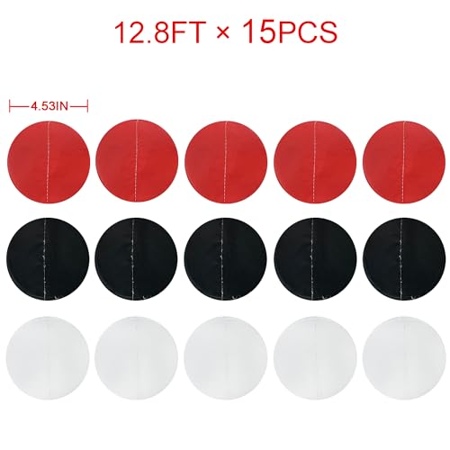 Image of 192Ft Red Black White Party Decorations Big Circle Dots Backdrop Streamer Garland for Graduation Birthday Bachelorette Engagement Baby Shower Wedding Las Vegas Casino Poker Pirate Party Supplies