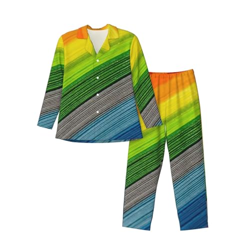 Pyjama homme à manches longues arc-en-ciel ensemble de nuit rayé