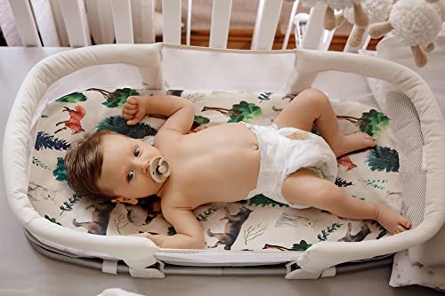 4 Pack Bassinet Sheets Woodland Forest Animals Wood Neutral Unisex Fitted Baby Bassinet Sheets Set For Standard Bassinets For Baby Boys Or Girls #TOP1