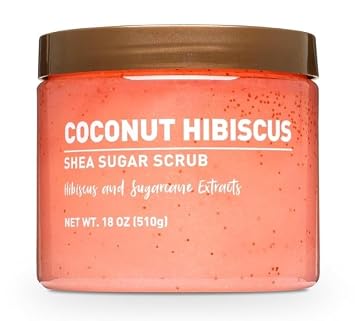 Coconut Hibiscus Shea Sugar Scrub with Shea Butter, Hibiscus and Sugarcane Extracts, 18 oz