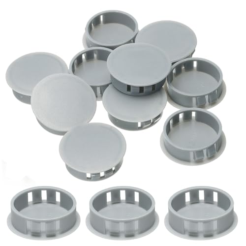 uxcell 10pcs Nylon Plastic Hole Plugs Covers Round 1-2/7"(32mm) Dark Gray | Round Drill Screw Hole Plugs Covers Knockout Locking Plastic Plugs Insert End Caps for Kitchen Cabinet Furniture