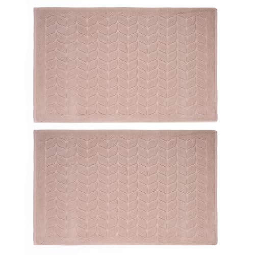 BAGNO MILANO Turkish Bath Towels, Soft Plush Jacquard Luxury Bath Towels, Quick Dry Towel Set (Latte, 2 Pcs Bathmat Set)