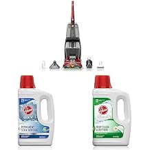 Hoover Power Scrub Deluxe Carpet Cleaner Machine, Red, 27 & Oxy Deep Cleaning Carpet Shampoo, White & Renewal Deep Cleaning Carpet Shampoo, 64oz Formula, White