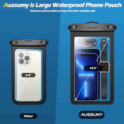 4 Pack 10.5“ Large Waterproof Phone Pouch - Underwater Clear Cell Holder - Universal Water Proof Dry Bag with Neck Lanyard for iPhone 16 Pro Max Samsung Galaxy with Heavy Case for Beach Swimming Pool by Aussumy - Image 2