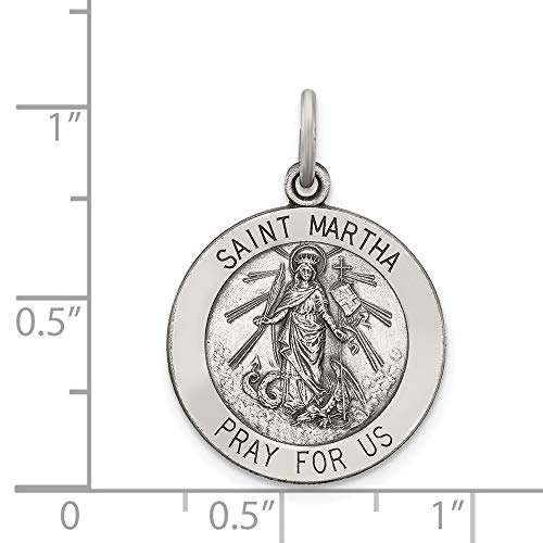 Solid 925 Sterling Silver Vintage Antiqued Catholic Patron Saint Martha Pendant Charm Medal - 25mm x 20mm4