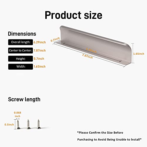 sunlithor Edge Finger Pulls for Cabinet Kitchen Drawer knobs Low Profile Door Dresser Bathroom Closet Cupboard Furniture Handles Aluminum 5 Pack Modern Brushed Nickel 7.87 inch Easy Installation by sunlithor - Image 6