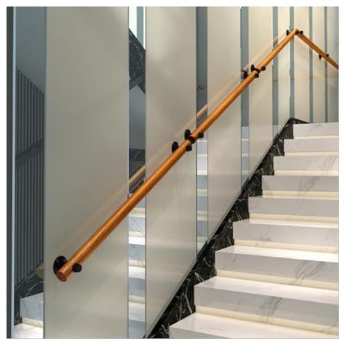 Rampe d'escalier murale antidérapante en bois de 150 cm avec fixation métallique solide - 2