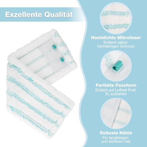 Tesmotor 3-Pack Ersatz Wischbezüge für Leifheit Profi XL Micro Duo, Bodenwischer Ersatzbezug für Leifheit, Effiziente Mikrofaser Ersatzbezug für Alle Hartböden