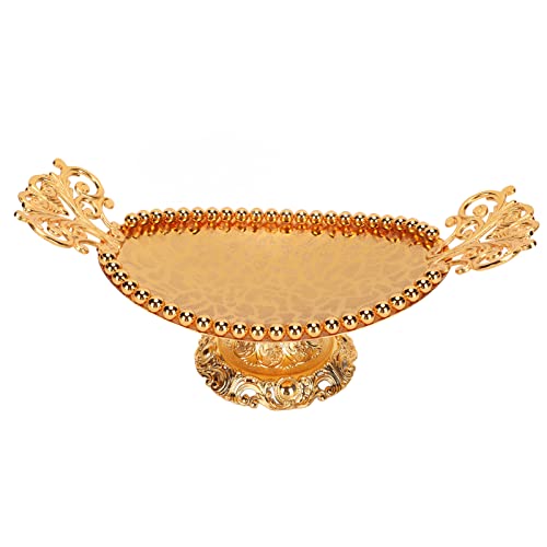 Gold Fruit Bowl, Footed Fruit Bowl for Kitchen Counter Fruit Trays for Serving for Party Decorative Plate for Temples Sacrifices Home Decoration