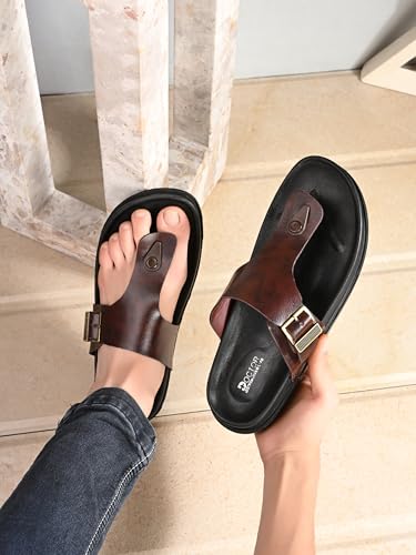 Image of DOCTOR HEALTH SUPER SOFT Men's Stylish Cushioned Slippers | Breathable, Skid Resistant, Adjustable Strap | PU Double Density Anti-Slip Casual Footwear for Everyday Comfort