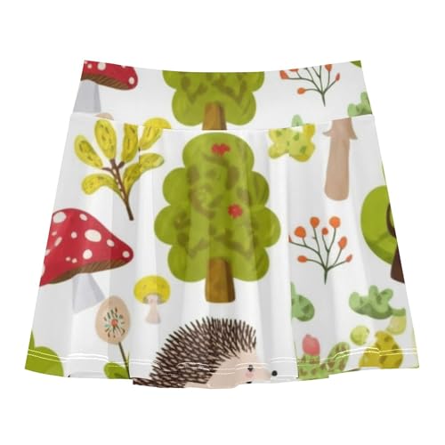 Cute Cartoon Hedgehogs Plants Tennis Skirts for Kids Floral Athletic Shorts for Girls Skorts Pleated 4t