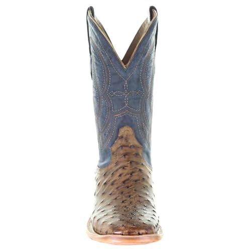 Corral Boots Mens Ostrich Embroidered Square Toe Dress Boots Mid Calf - Blue, Brown - Size 10 D4