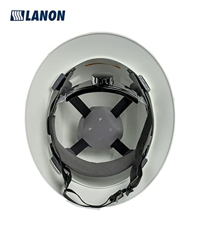 Lanon Full Brim Hard Hat, Osha Construction Work Approved, Premium Charcoal Gray Design, Frp Safety Helmet With 4 Point Adjustable Ratchet Suspension, Class C #TOP6