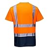 Portwest S378 Men's Hi Vis T Shirt Two-Tone Reflective Safety Workwear T-Shirt Orange/Navy, 3X-Large #1