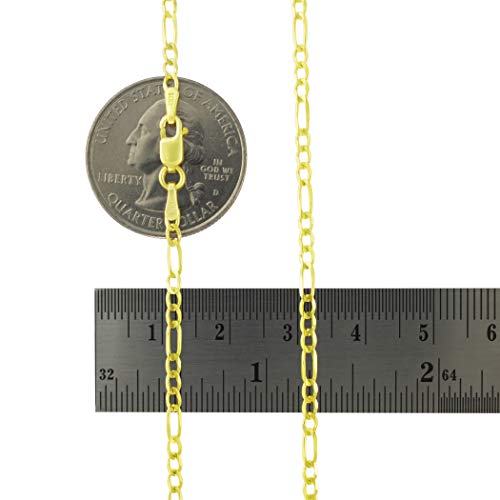 Nuragold 14K Yellow Gold 2.5Mm Solid Figaro Chain Link Bracelet Or Anklet, Womens Jewelry 7" 7.5" 8" 8.5" 9" - Real Solid Gold Jewelry #TOP7