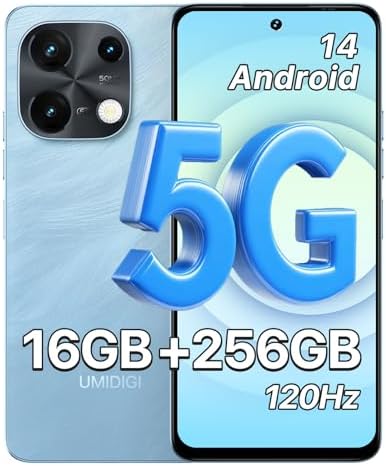 UMIDIGI Note 100 5G Unlocked Cell Phone, 5G Dual SIM Android 14 Phone, 50MP Camera,16(8+8) GB+256GB/TF 1TB Expend Smart Phone, 6.8″ HD+120Hz Display, Fingerprint+AI Face Unlock, Dual Mic(Blue)