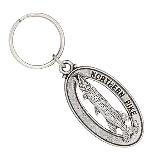 Northern Pike Keychain, Pewter, F064KC, 1 3/4”, 100% Handmade in the USA, Fish Keychain, Pike, Northern, Great Northern pike, Common Pike, Key Ring, Key Fob, Key Chain, 200 Fish Designs Available.