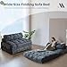 MAXYOYO Folding Sofa Bed, Convertible Sleeper Chair with Pilow Foldable Mattress with Back Support, Portable Fold Out Chair Bed Comfy Floor Sofa Lounge for Living Room Bedroom, Dark Grey, Double