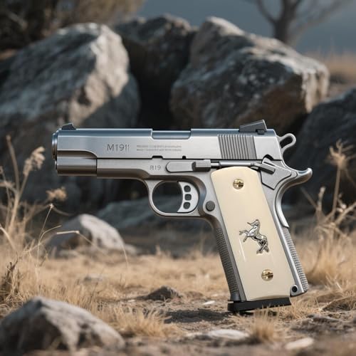 1911 Grips Full Size,Bonded Ivory with Silver Horse,Fits Colt,Kimber,Springfield,Remington,Rock Island .etc,Government Commander Models,Bonded Ivory by Generic - Image 2
