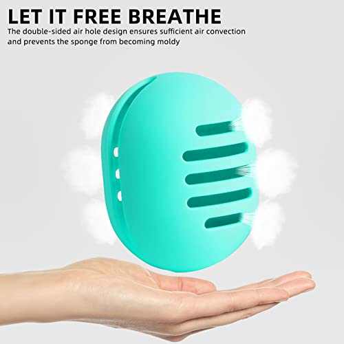 Makeup Sponge Holder Convenient Vented Silicone Beauty Blender Holder, Reusable Make Up Sponge Travel Case, Separate Compartment Sanitary Portable Makeup Sponge Case For Daily And Travel(Tiff Blue) #TOP2