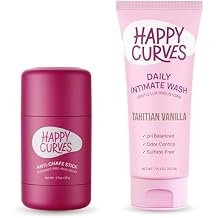 HAPPY CURVES Fragrance-Free Anti-Chafe Stick & pH Balanced Feminine Wash Tahitian Vanilla Bundle - Complete Intimate Care & Chafe Defense for Women