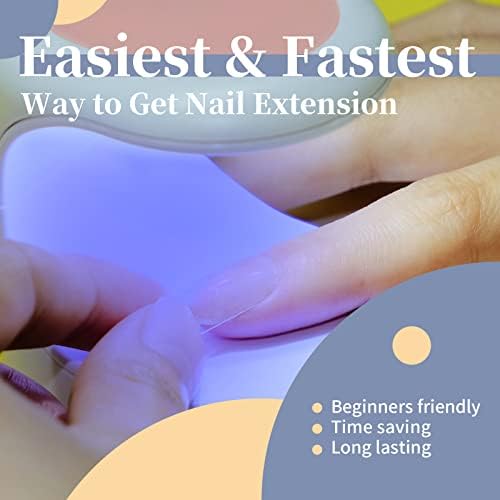 Kredioo Nail Tips and Glue Gel Kit, 500 Pcs False Nails Tips with 4 in 1 Nail Glue, 10 Sizes Full Cover Clear Coffin Nail Tips, Prep Dehydrator and Mini UV Nail Lamp DIY Easy Nail Extension Kit