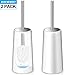 Produktbild Homemaxs WC Bürste mit Halter 2er Pack, Längere Griff Klobürste Modernes Toilettenbürsten mit Spritzschutz für Badezimmer Toilette -Ergonomisch, Elegant, Dauerhaft (Weiß, 11.3 x 11.3 x 42 cm)