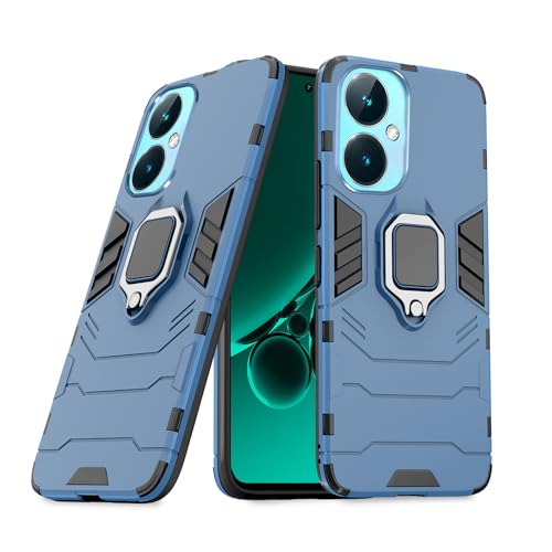 Image of Pikkme OnePlus Nord Ce 3 5G Back Cover | D5 Tough Armor Bumper | 360 Protection Case | Ring Holder Stand Case for OnePlus Nord Ce 3 5G (Blue)