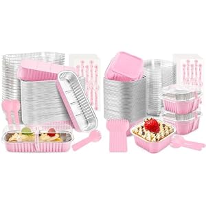 NPLUX Bundle of 60 Pack Mini Loaf Pans and 50 Pack Mini Cake Pans