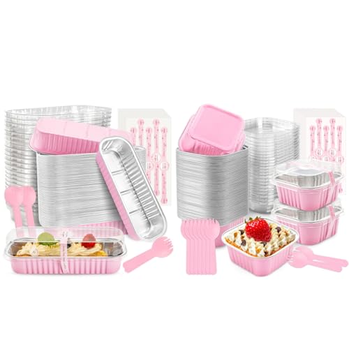NPLUX Bundle of 60 Pack Mini Loaf Pans and 50 Pack Mini Cake Pans