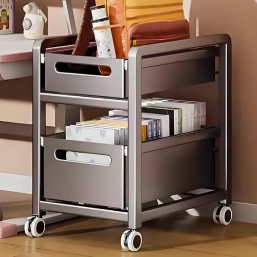 Carrito de almacenamiento delgado con ruedas de 2/3 niveles, cesta de verduras y frutas para cocina, armario de baño y comedor (gris, 13.7 x 15.3 x 19.6 pulgadas)