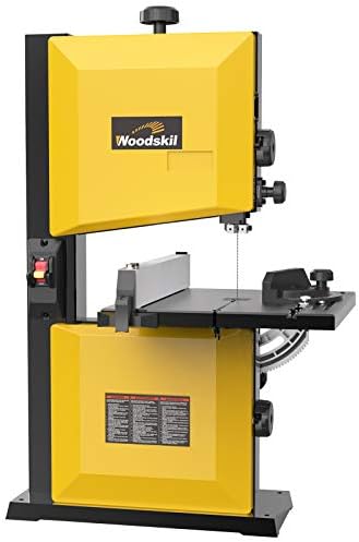 Woodskil 3A 9-Inch Band Saw,2500FPM & 1720RPM Low Noise Induction Motor Bandsaw Anti-Shake with Steel Base and Cast Aluminum Table,Removable Safety Key,Benchtop Band Saw with Fence and Miter Gauge.