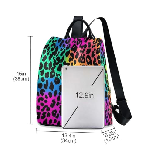 Image of ALAZA Neon Leopard Skin Print Trips Hiking Camping Rucksack Pack for Women