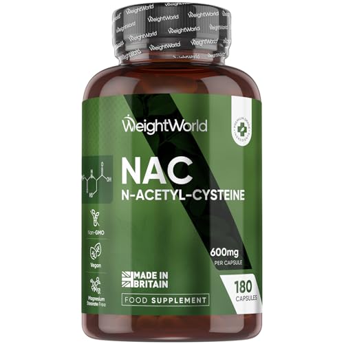 NAC N-Acetyl-Cysteine 600mg - 180 Capsules (6 Months Supply) - 1 per Day - Vegan & Gluten-Free NAC Supplement - Precursor to Glutathione - N-Acetyl-Cysteine Nutritional Supplements - Made in the UK