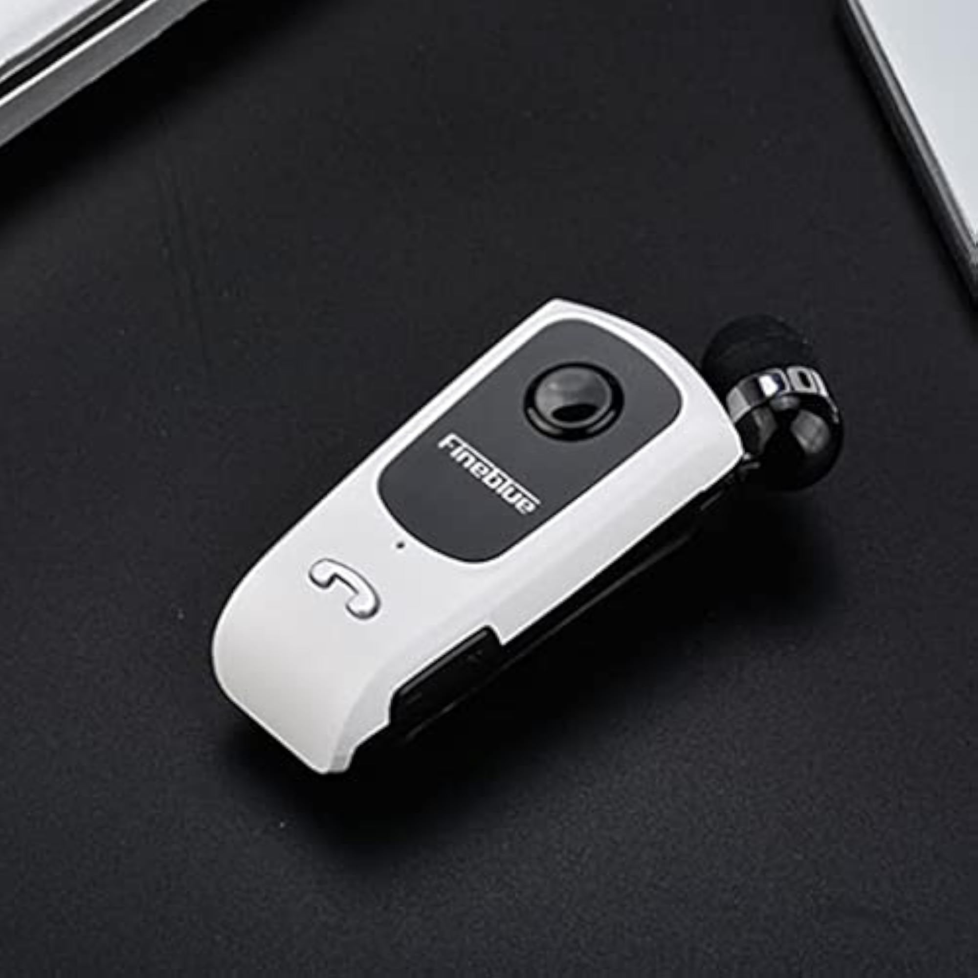 Fineblue Bluetooth Headset with Collar Clip, White