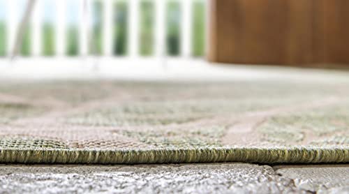 Unique Loom Outdoor Botanical Collection Area Rug - Branch (7' 1" X 10' 2" Rectangle, Light Green/ Beige) #TOP19